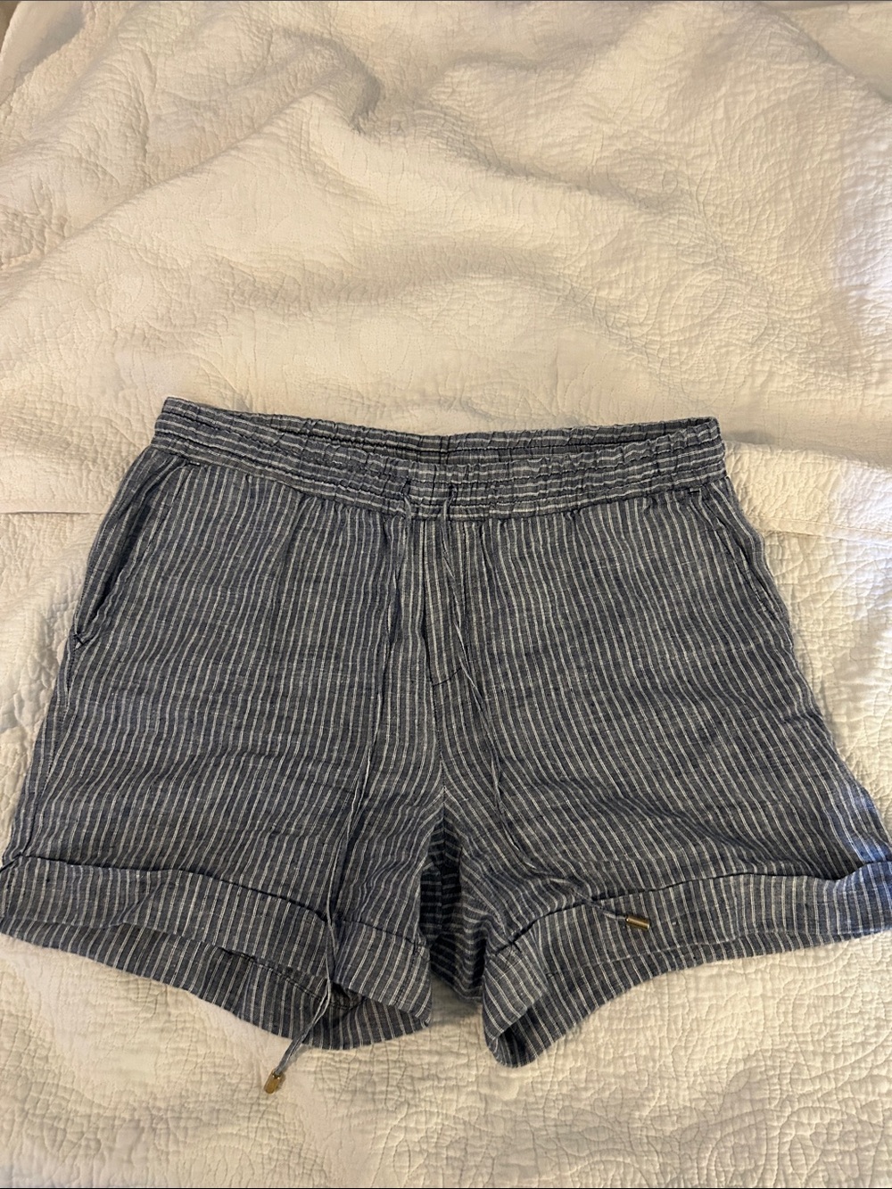 Ellen Tracy Striped Drawstring Women's Shorts - Blue